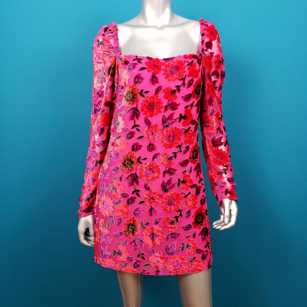 NASTY GAL 1960'S Flower Power Velvet Mini Dress /NWT - Picture 3 of 8